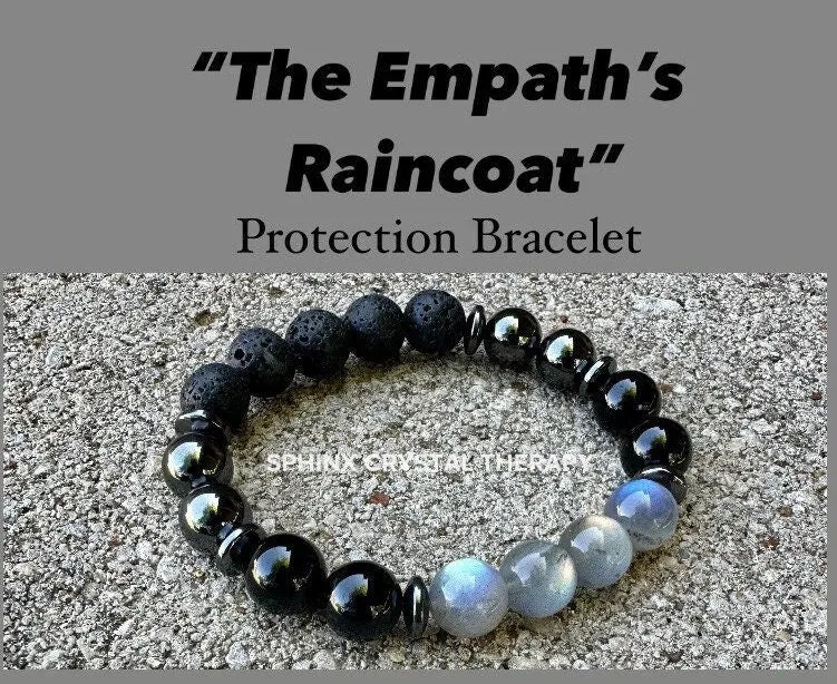 10MM Empath Protection - Aura Shield " The Empath's Raincoat " High Quality Real Gemstones - Spiritual Crystal Healing Bracelet