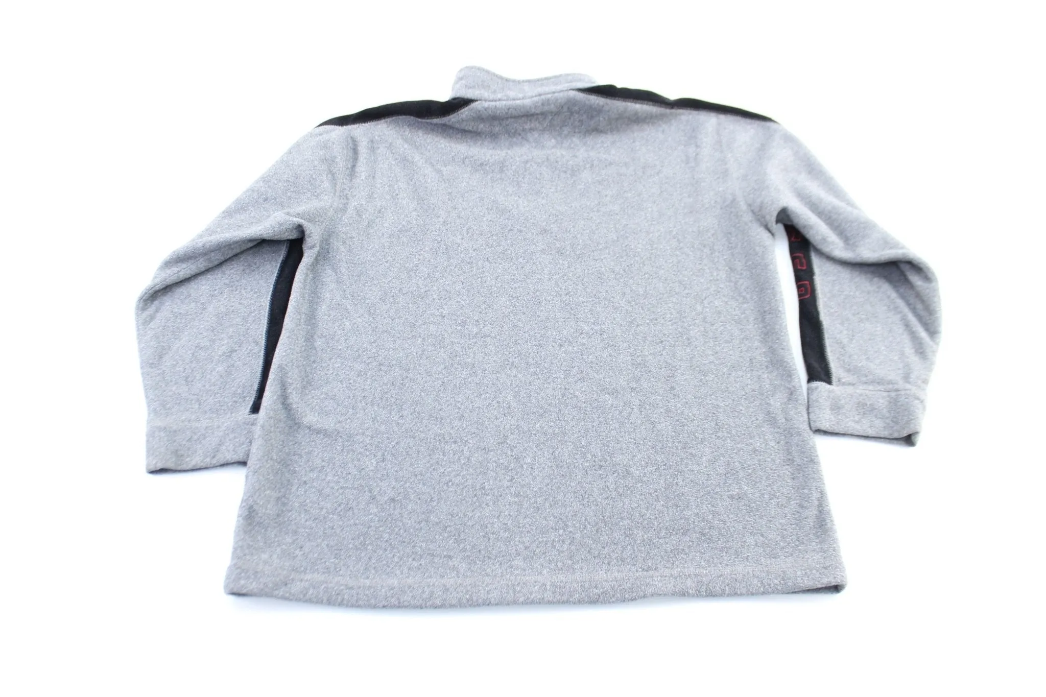 90's Tommy Hilfiger Logo Patch Grey & Black Fleece Pullover Jacket
