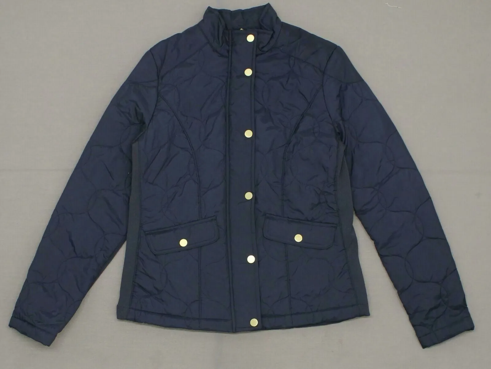 A New Day Women's Ribbed Side Insets Quilted Jacket Navy Blue Small