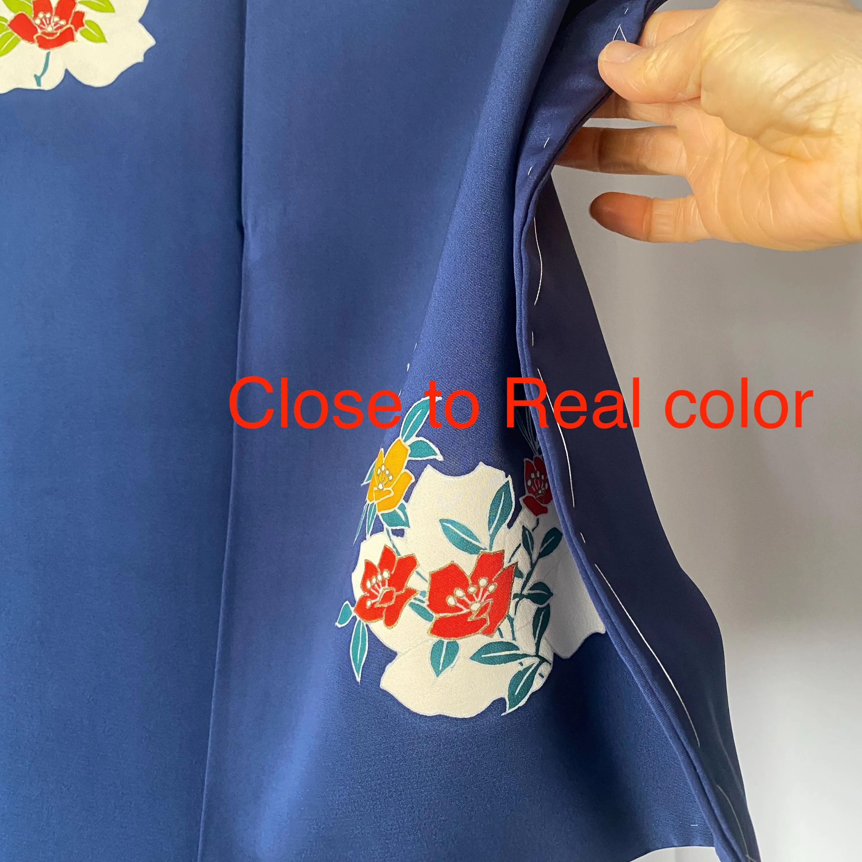 Blue Floral Haori, Japanese Kimono, Traditional, Excellent Condition, Cardigan, Women's Jacket, Silk Long outer, Casual Layer, Versatile-M