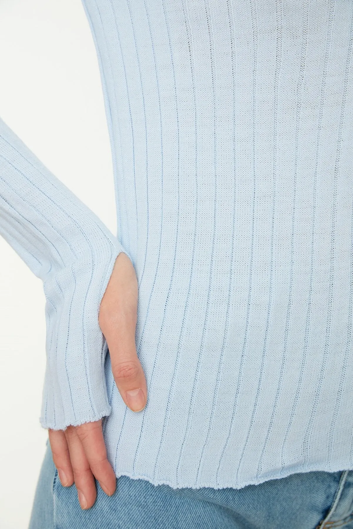 blue Polo Neck Knitwear Sweater