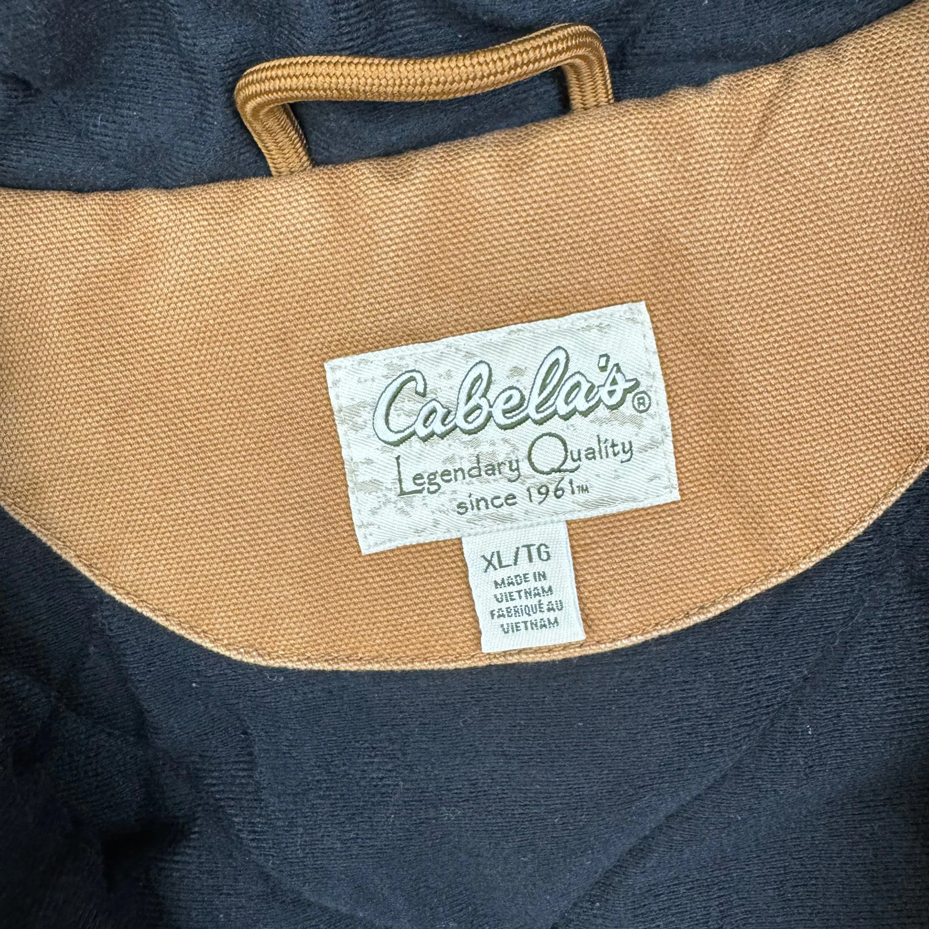 Cabela's Roughneck Canvas Quilted Fleece Lined Workwear Active Style Jacket Brown