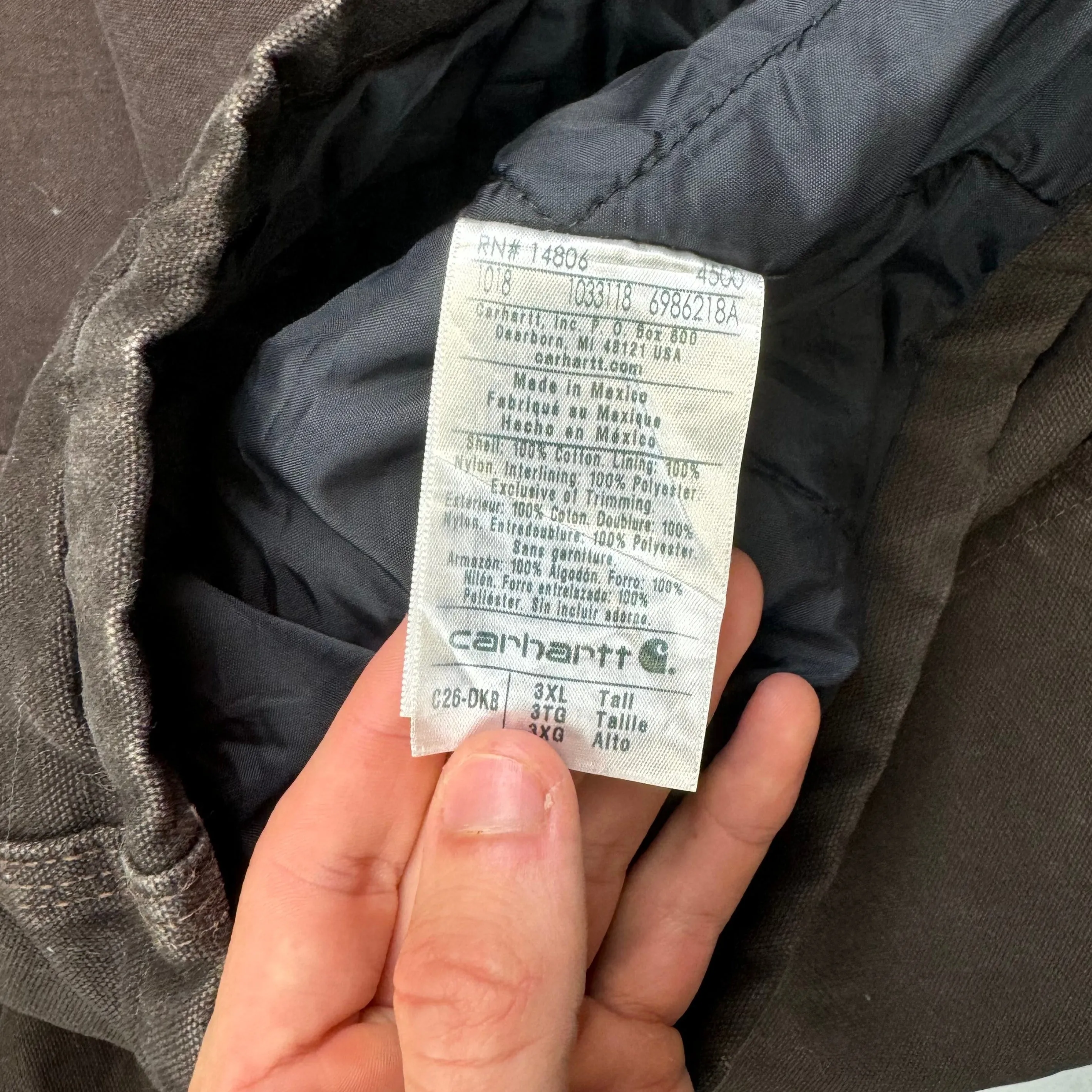 Carhartt Quilted Lined Artic Workwear Jacket Brown C26 DKB
