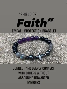 Christian Empath Protection " Shield Of Faith "  Black Tourmaline - REAL High Quality Gemstones - Crystal Healing Empathy Bracelet