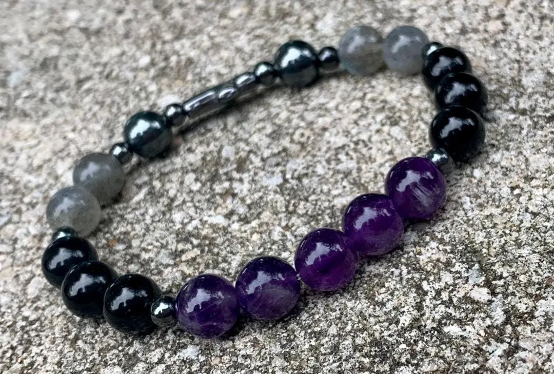Christian Empath Protection " Shield Of Faith "  Black Tourmaline - REAL High Quality Gemstones - Crystal Healing Empathy Bracelet