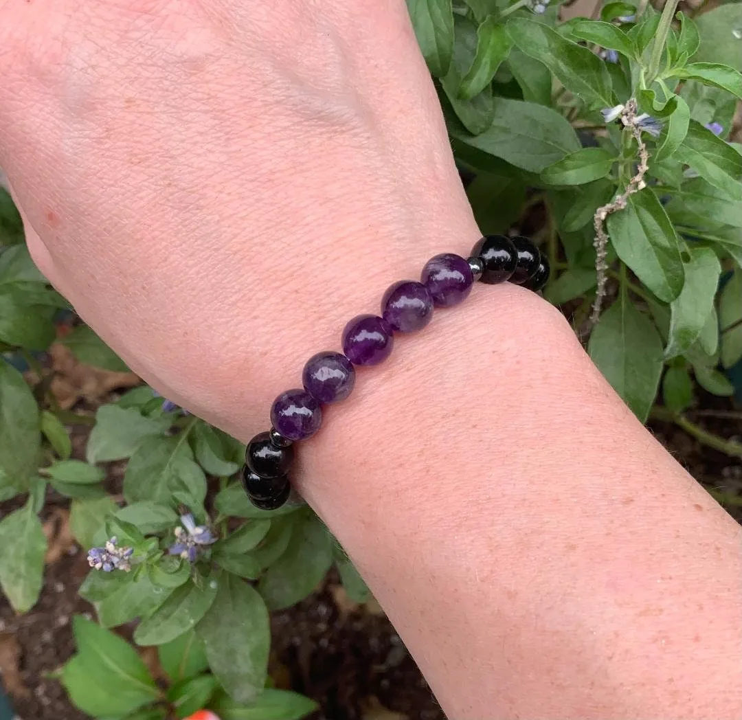 Christian Empath Protection " Shield Of Faith "  Black Tourmaline - REAL High Quality Gemstones - Crystal Healing Empathy Bracelet