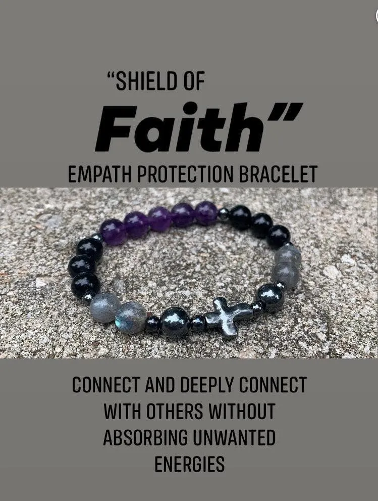 Christian Empath Protection " Shield Of Faith "  Black Tourmaline - REAL High Quality Gemstones - Crystal Healing Empathy Bracelet