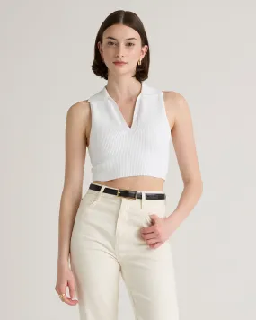 Cropped Polo Ribbed Knit Tank