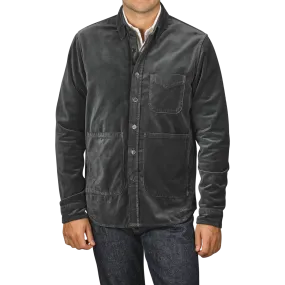 Dark Grey Cotton Velvet Overshirt