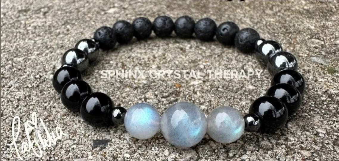 Empath Protection - Aura Shield - Absorb Negativity " The Empath's Raincoat "  Black Tourmaline Gemstones - Crystal Healing Empathy Bracelet