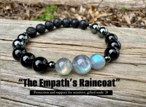 Empath Protection - Aura Shield - Absorb Negativity " The Empath's Raincoat "  Black Tourmaline Gemstones - Crystal Healing Empathy Bracelet