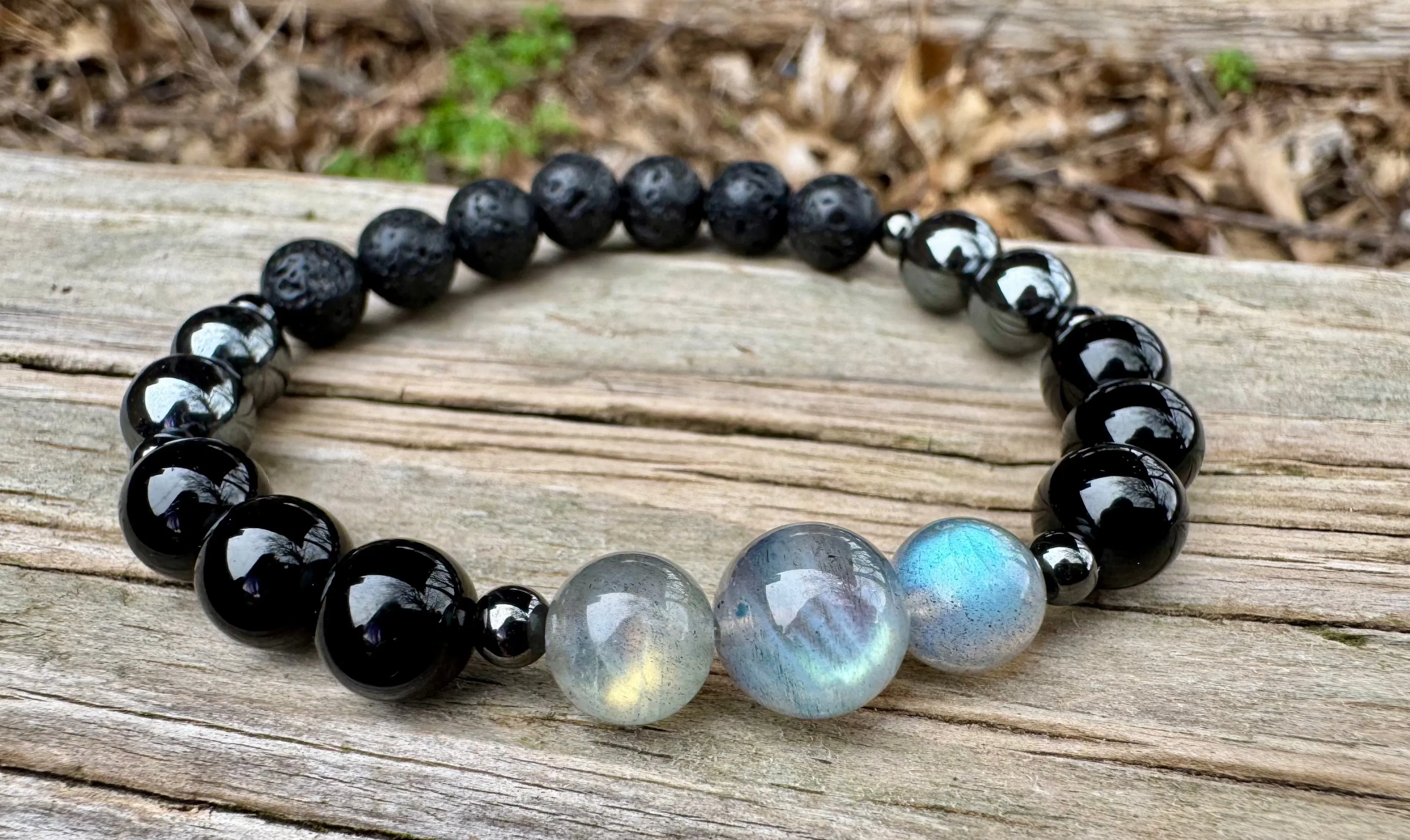 Empath Protection - Aura Shield - Absorb Negativity " The Empath's Raincoat "  Black Tourmaline Gemstones - Crystal Healing Empathy Bracelet