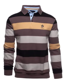 Ethnic Blue - Long Sleeve Polo Sweater - 3-Button Placket - 90401 Clearance