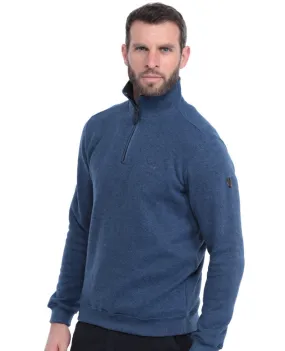 Ethnic Blue - Quarter Zip Mock Neck Pullover - Soft - Brushed Knit Wool Blend- 5989E