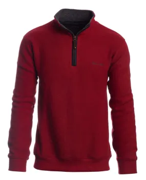 Ethnic Blue - Quarter Zip Mock Neck Pullover - Soft - Brushed Knit Wool Blend - 90120H