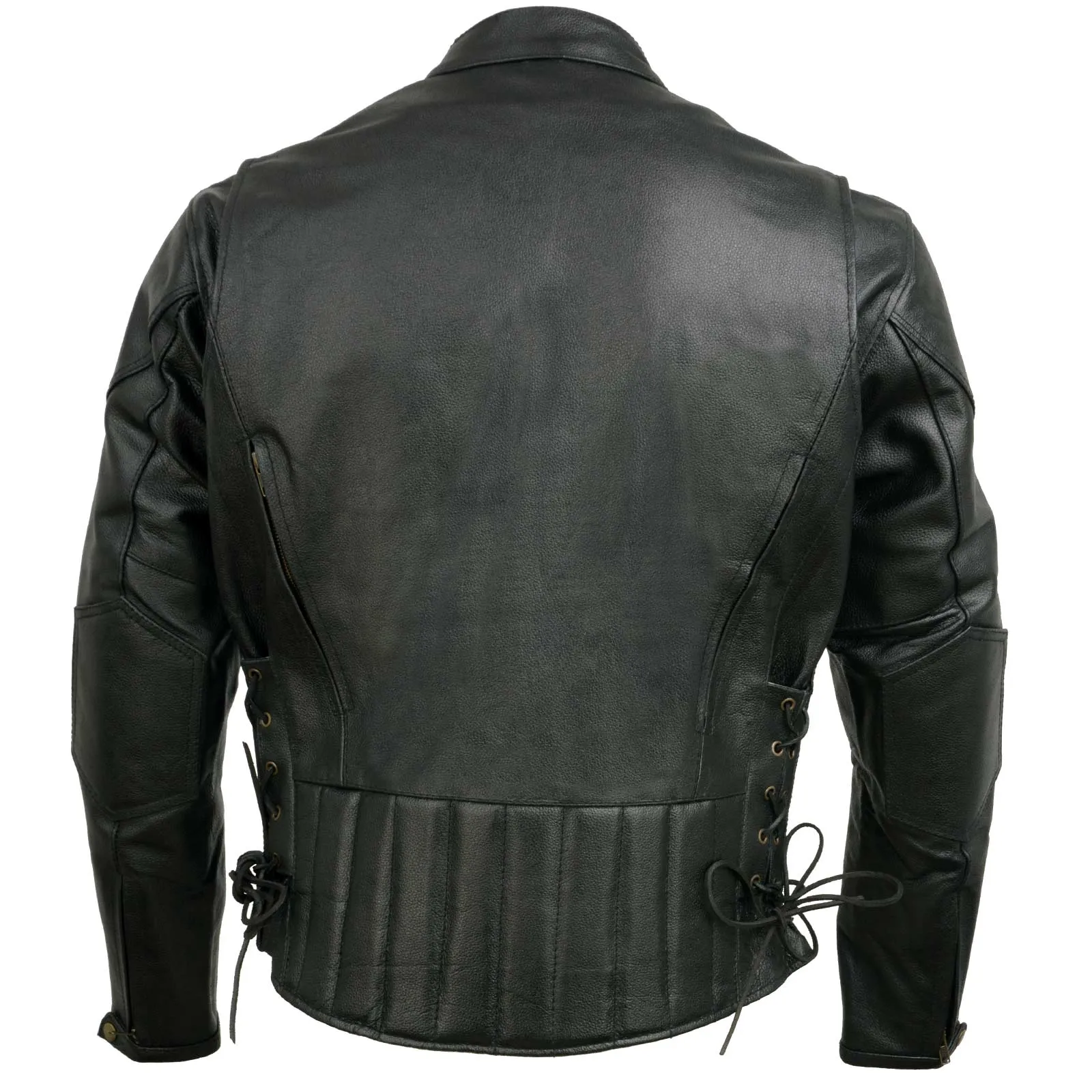Event Leather Men's Black Side Lace Scooter Jacket with Vents Motorcycle Riding Jacket EL5410