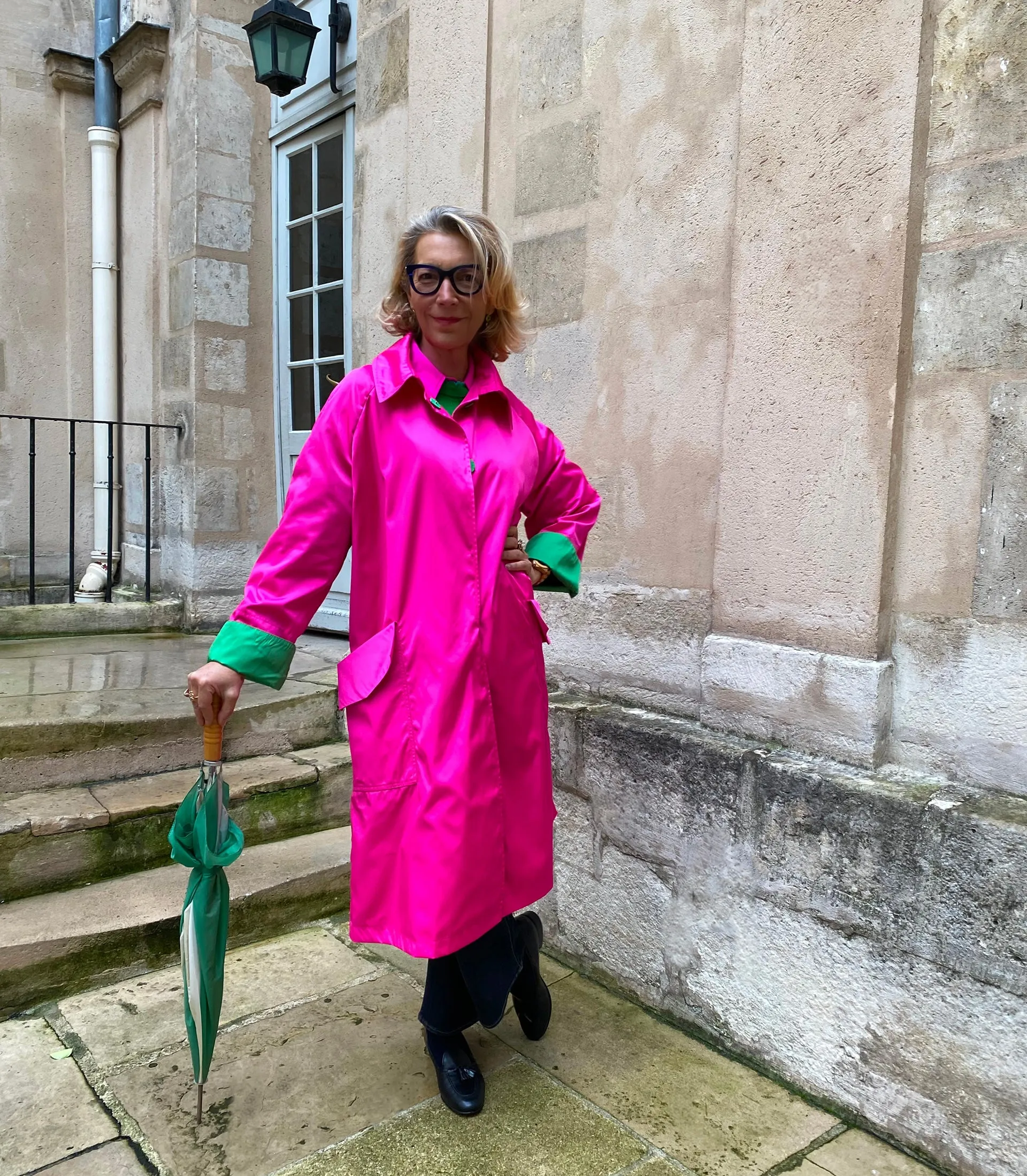 FLEMING RAIN COAT/EVENING COAT - SHOCK PINK WATER-RESISTANT RADZIMIR - LIMITED EDITION