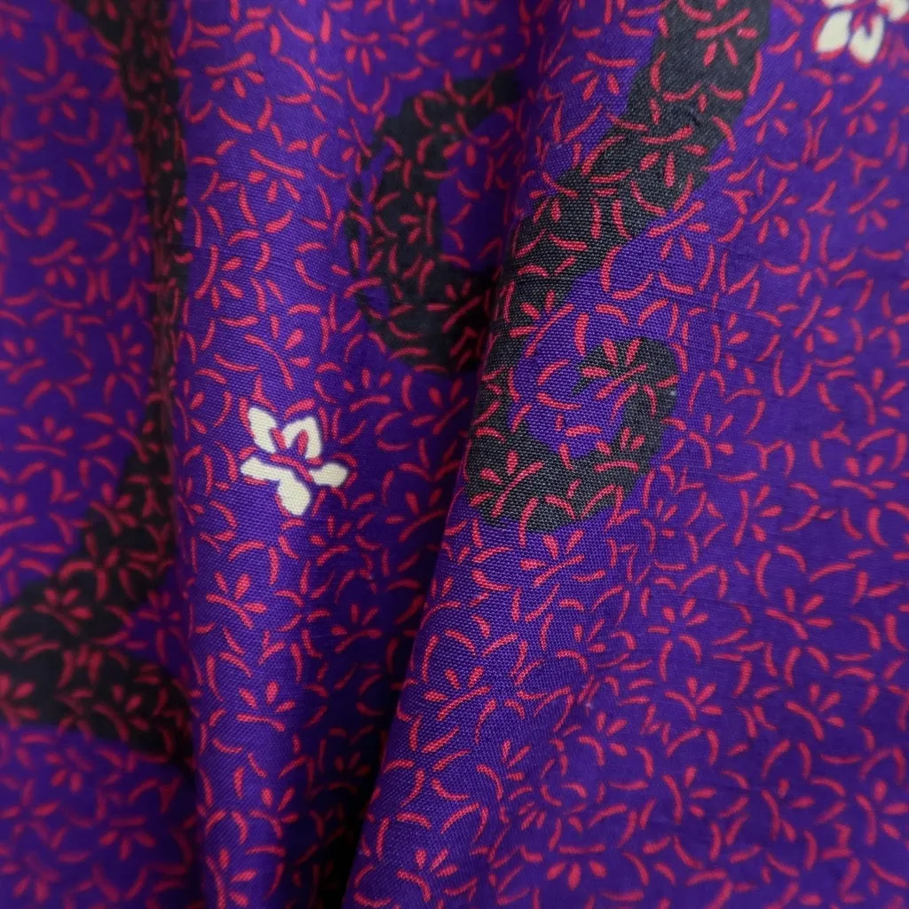 Haori Jacket Vintage(1920-1950) Purple Bellflower Karakusa Silk #9633J1