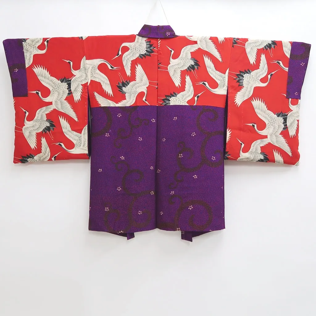Haori Jacket Vintage(1920-1950) Purple Bellflower Karakusa Silk #9633J1