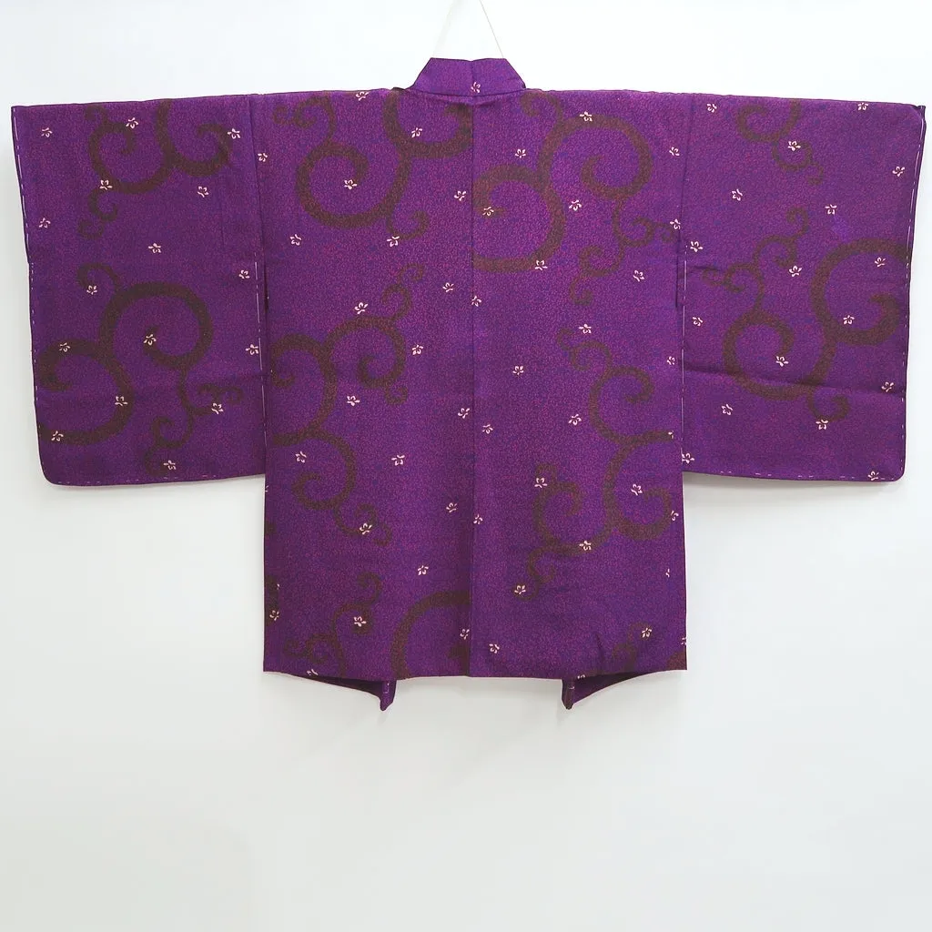 Haori Jacket Vintage(1920-1950) Purple Bellflower Karakusa Silk #9633J1