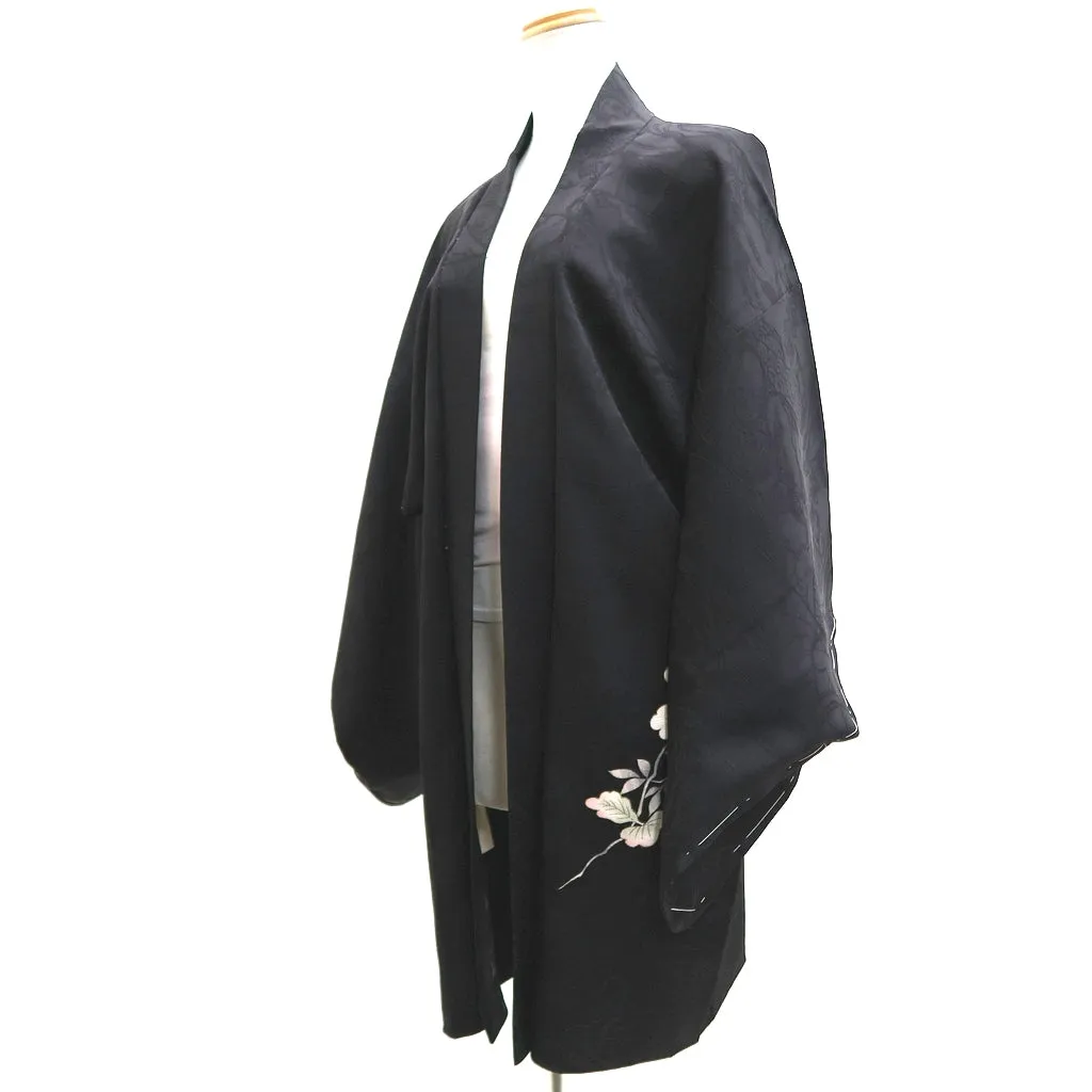 Haori Jacket Vintage(1950-1980) Black Branch Silk #9837B1