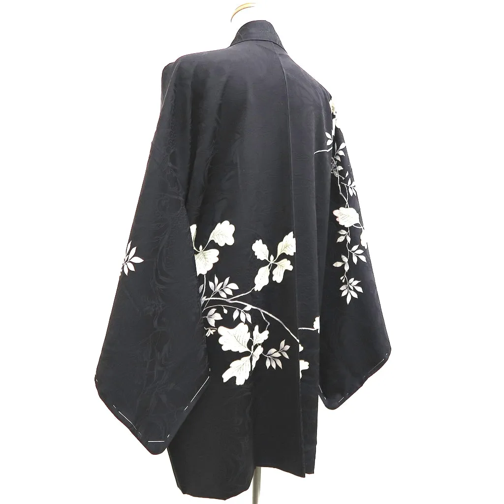 Haori Jacket Vintage(1950-1980) Black Branch Silk #9837B1
