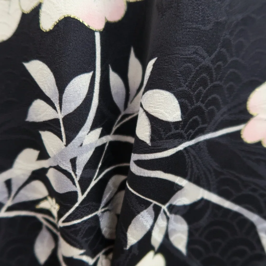 Haori Jacket Vintage(1950-1980) Black Branch Silk #9837B1
