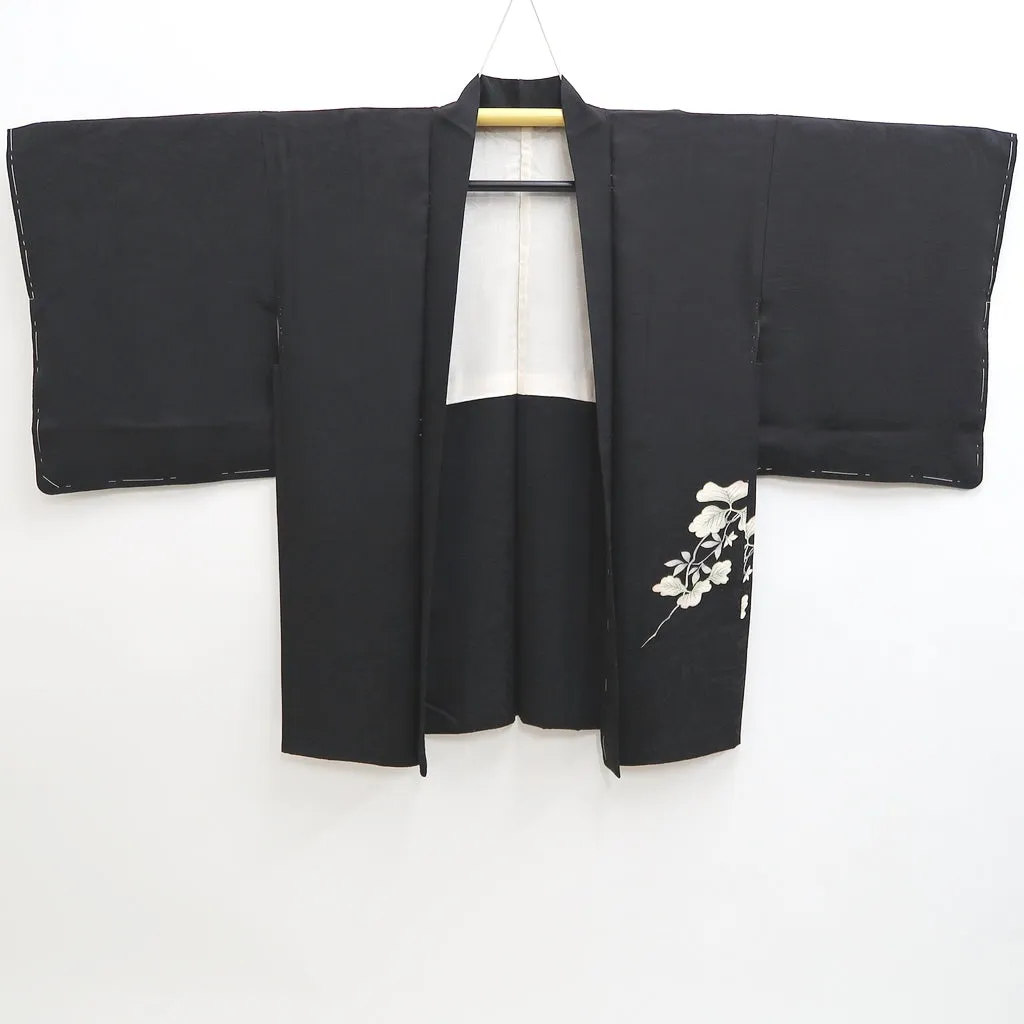 Haori Jacket Vintage(1950-1980) Black Branch Silk #9837B1