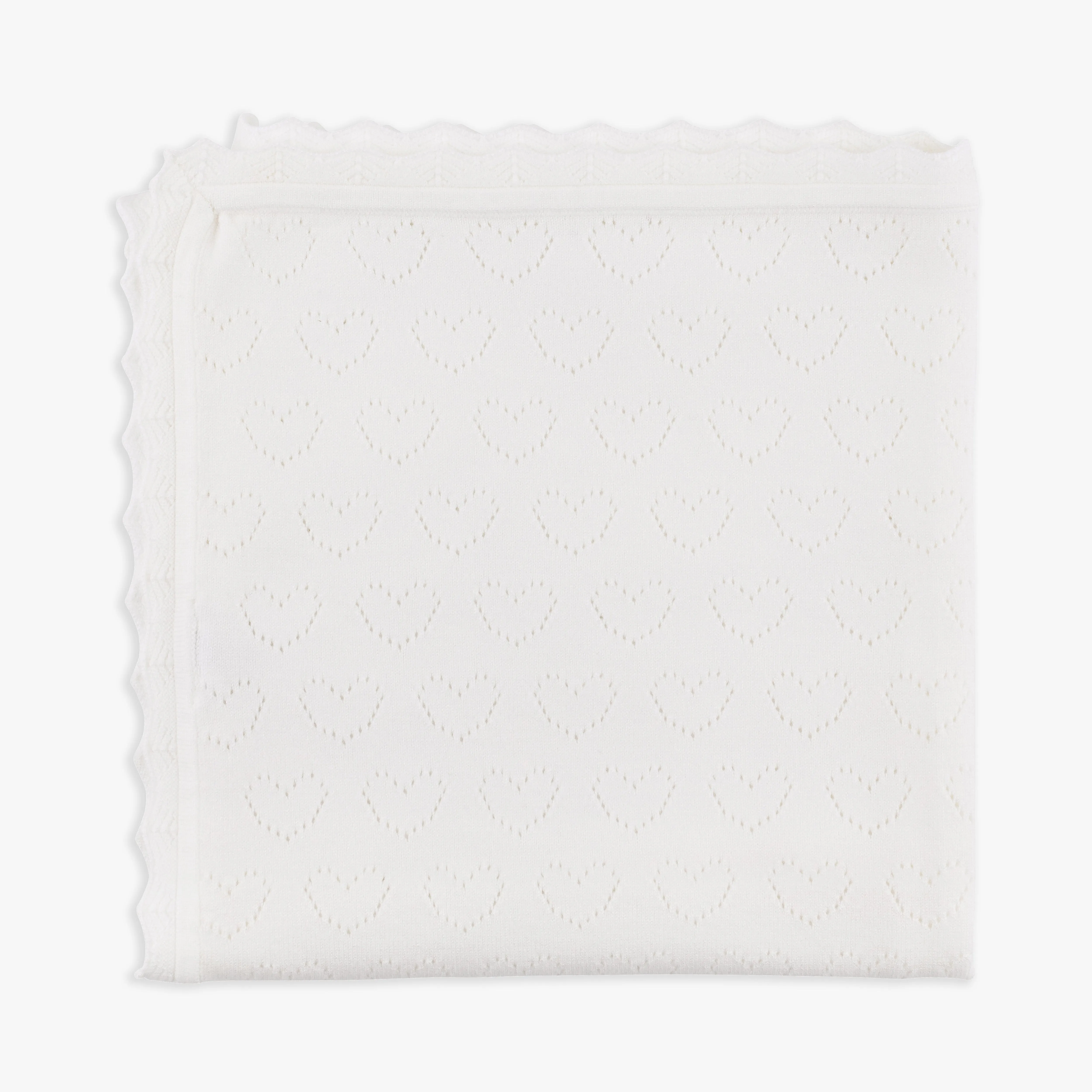 Ivory Heart Pointelle Sweater Blanket