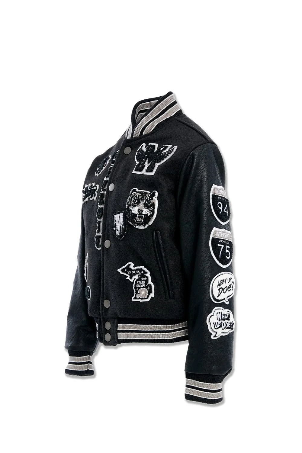 Kids Motown Varsity Jacket (Black Shadow)