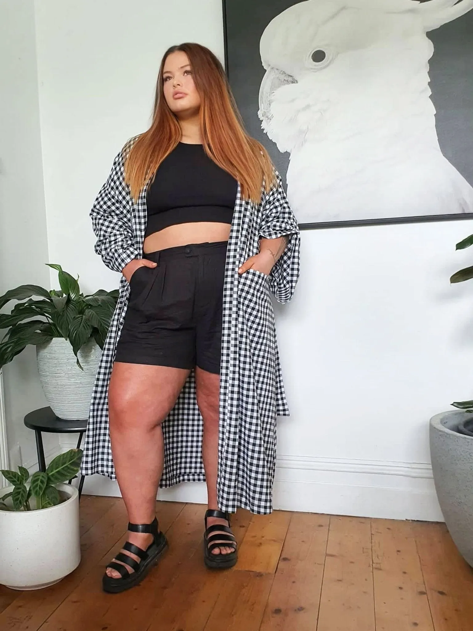 Kimono Duster // Gingham B&W