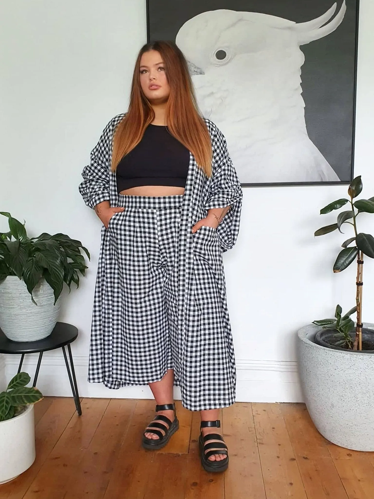 Kimono Duster // Gingham B&W