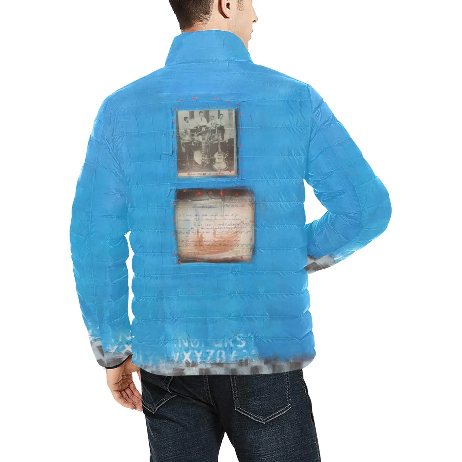 Love me do Men's Stand Collar Padded Lightweight Bomber Jacket(ModelH41)