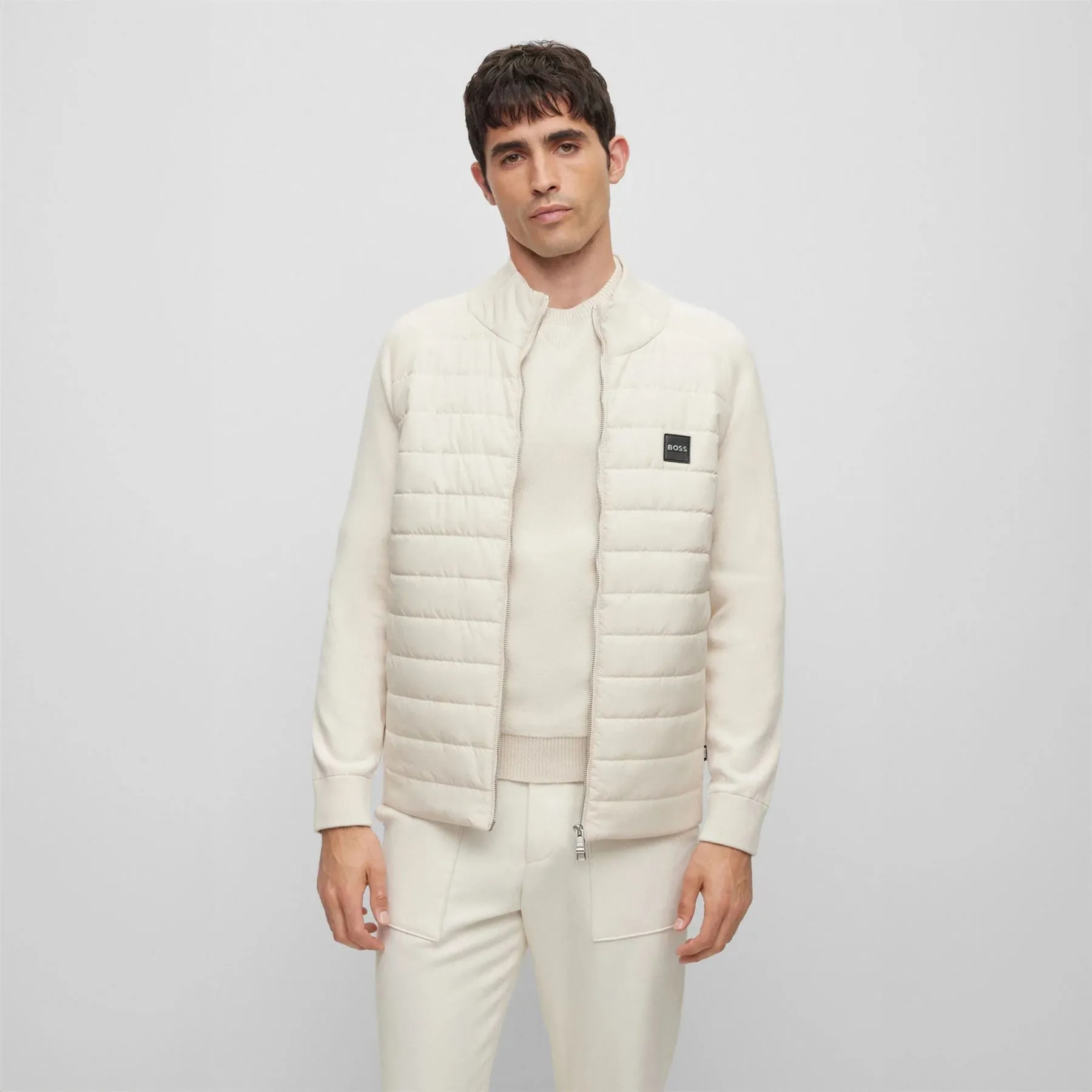 Medesimo Knitted Cotton Regular Fit Hybrid Jacket Open White - W23