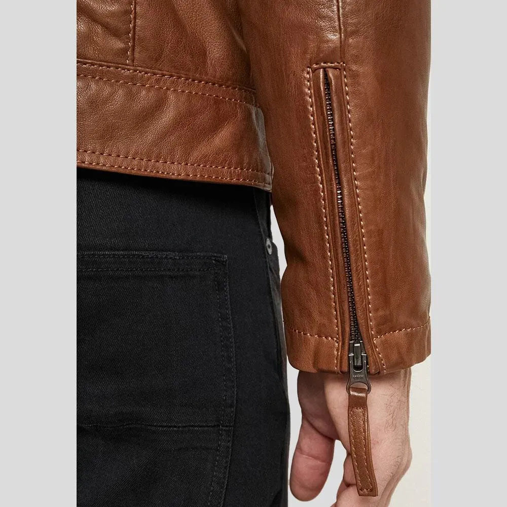 Ollie Brown Biker Leather Jacket