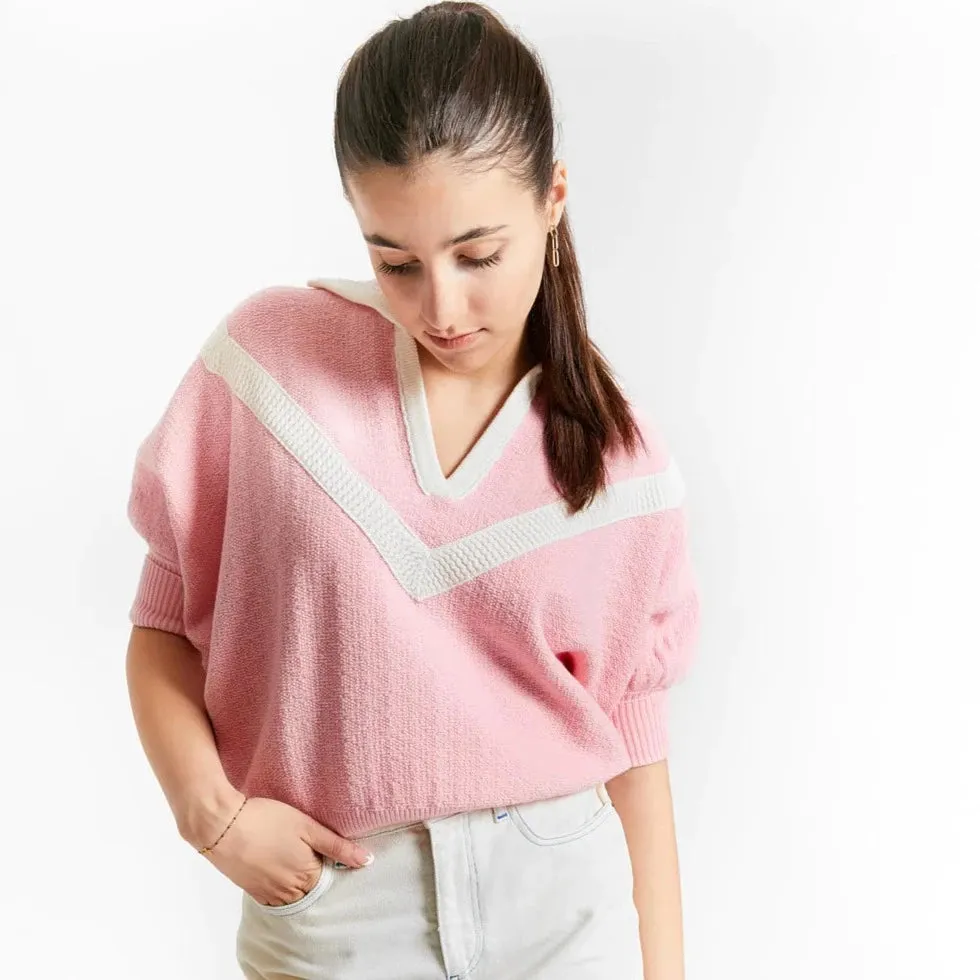 Panama Polo Knit Sweater - Candy Pink