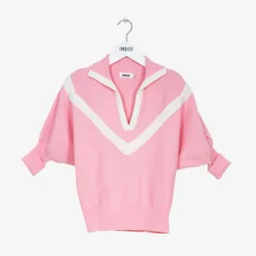 Panama Polo Knit Sweater - Candy Pink