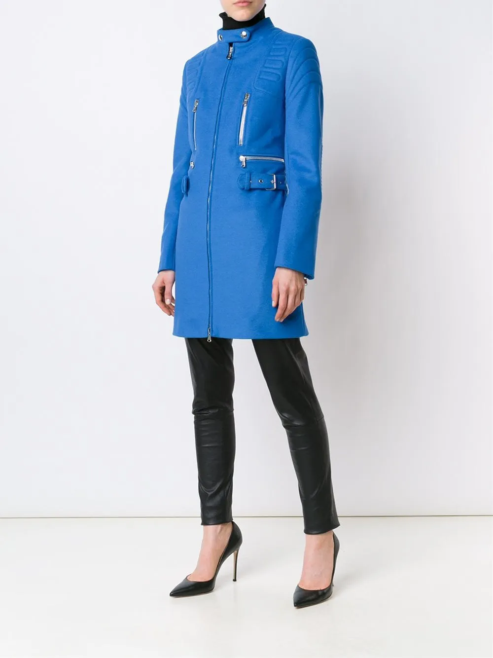ribbed slim fit coat