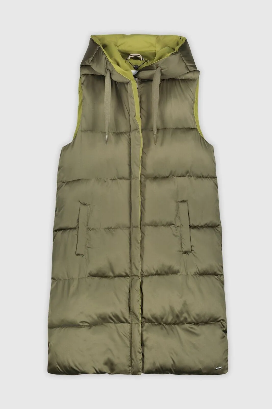 Rino & Pelle Flyn Long Hooded Padded Waistcoat - Pine