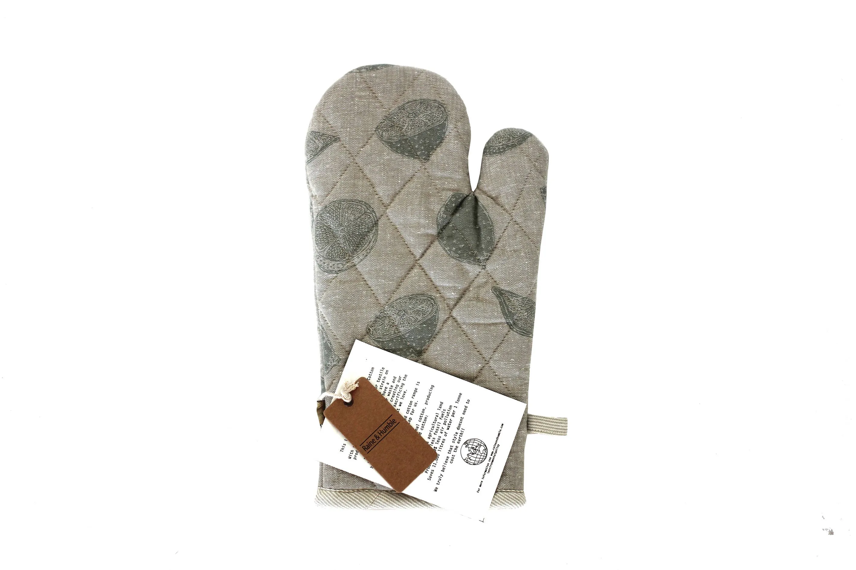 Single Oven Glove Lemons print Sage Green