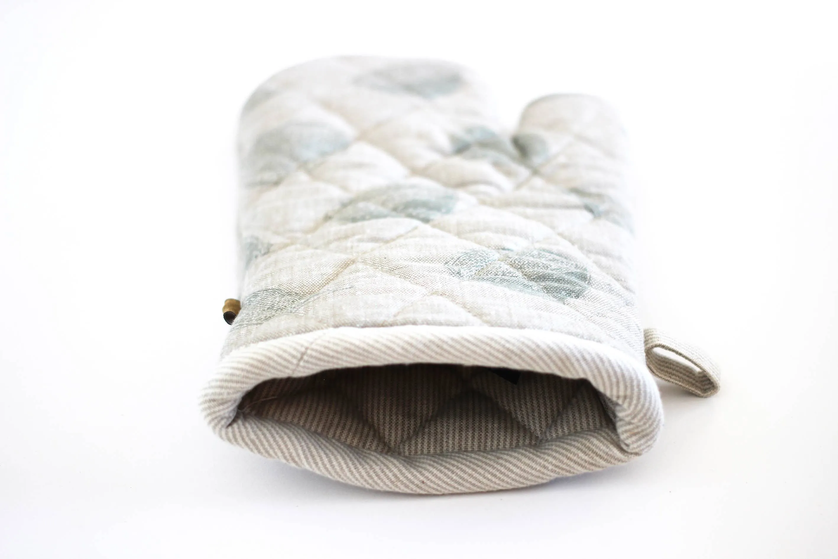 Single Oven Glove Lemons print Sage Green