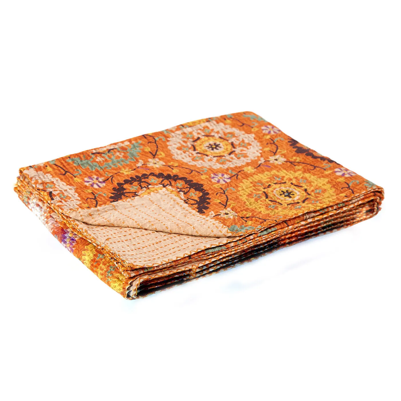 Taj Hotel Home Decor Kantha Cotton Throw | 50"x70" | 1