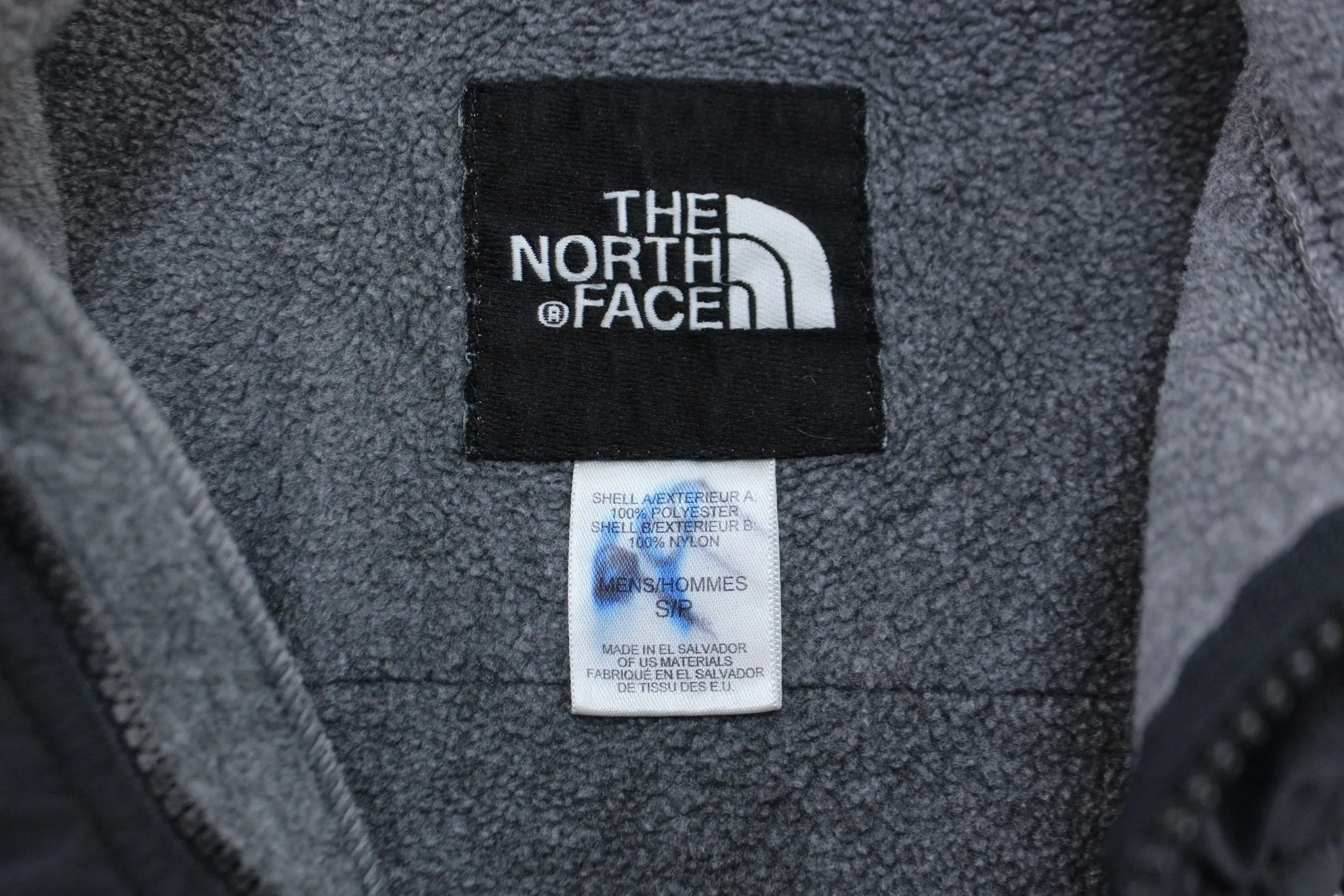 The North Face Embroidered Logo Grey & Black Fleece Zip Up Jacket
