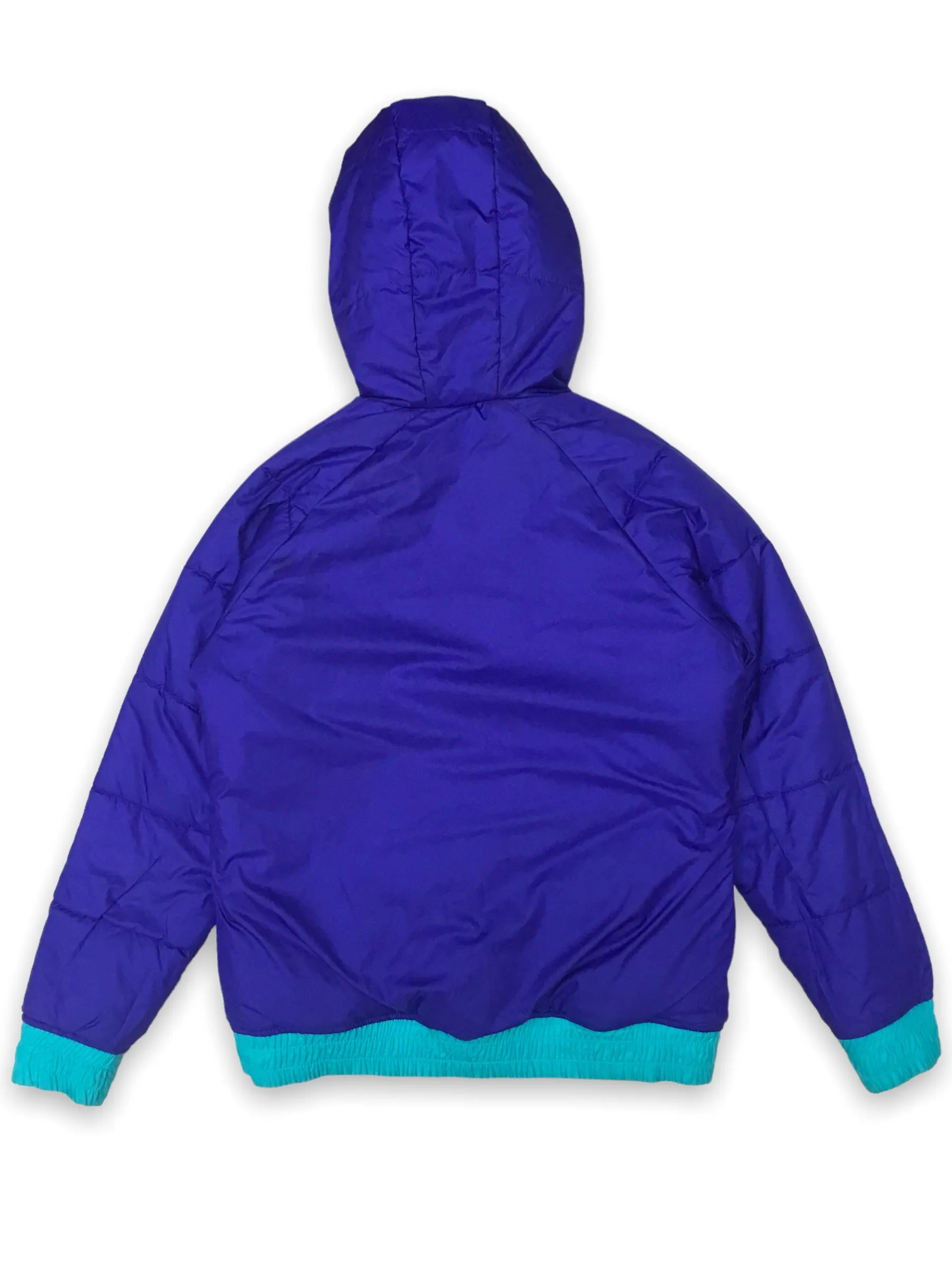 The North Face neon blue reversible hooded puffer jacket