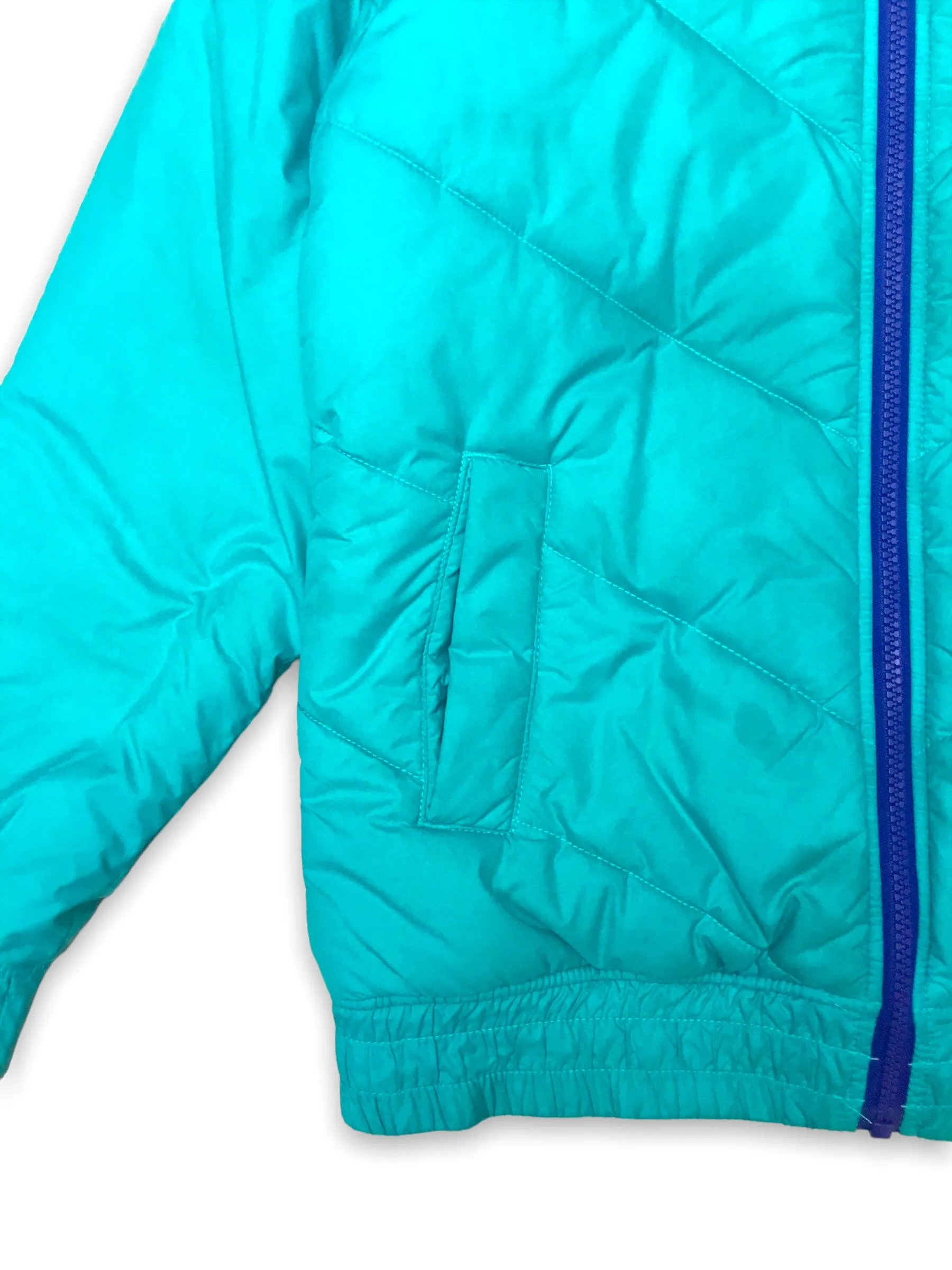 The North Face neon blue reversible hooded puffer jacket