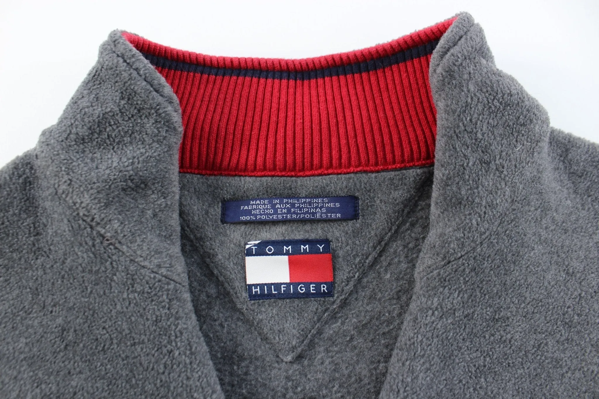 Tommy Hilfiger Embroidered Logo Grey Fleece Pullover Jacket