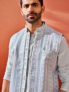 VASTRAMAY Men's Aqua - Nehru Jacket