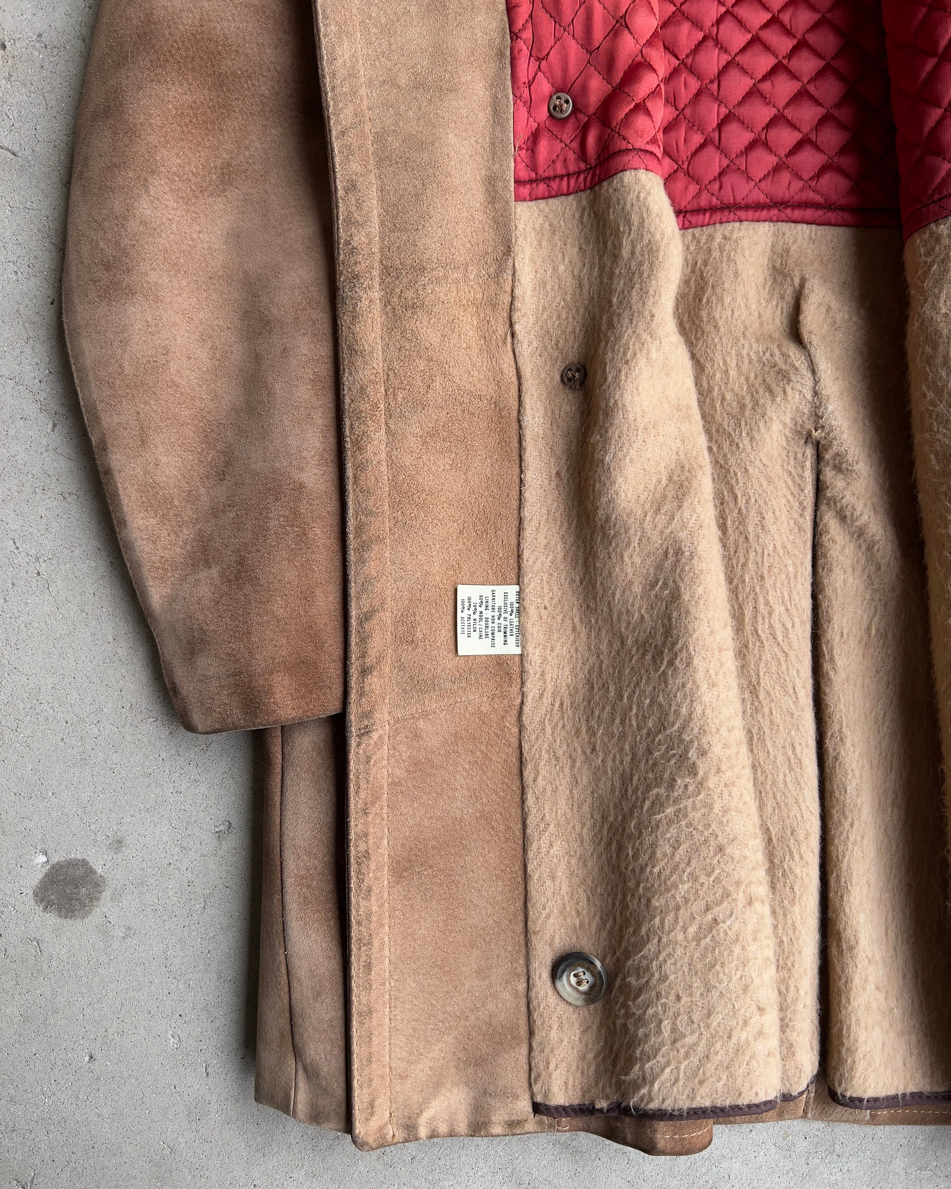 Vintage 1960s Double Breasted Genuine Suede Leather Coat