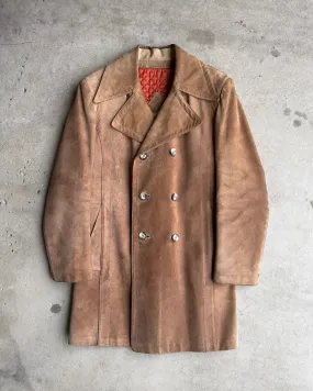 Vintage 1960s Double Breasted Genuine Suede Leather Coat
