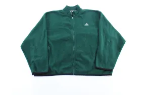 Vintage Adidas Embroidered Logo Green Fleece Zip Up Jacket